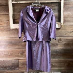 Vintage CITY TRIANGLES Purple 2 pc Jacket and Dress Cocktail Mom of Bride Sz 11